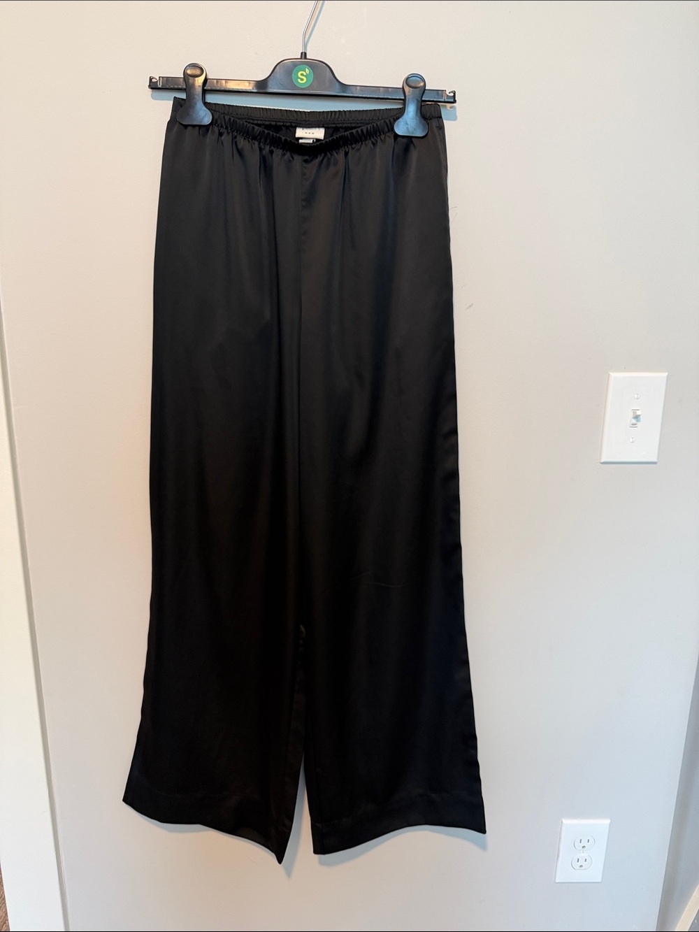 A New Day Black Wide-Leg Satin Pants - XS